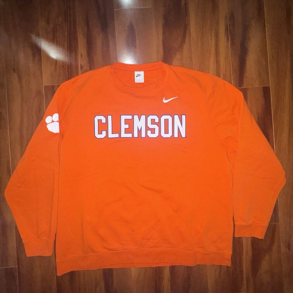 Nike Clemson Tigers Sweatshirt Mens 3XL Orange Sewn Letter Crewneck NCAA